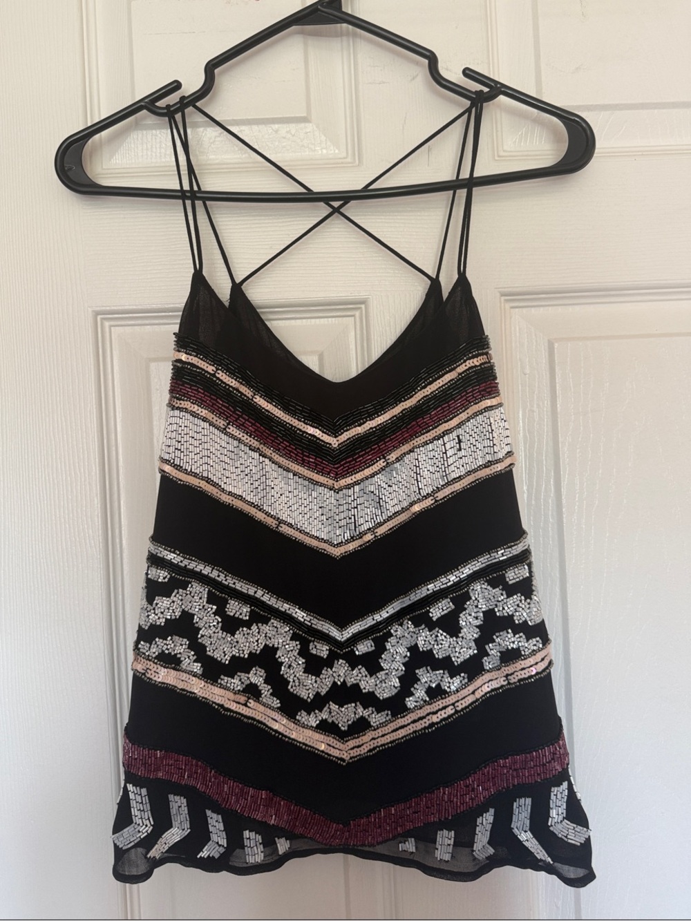River Island Black Beaded Chevron Strappy Tank Top